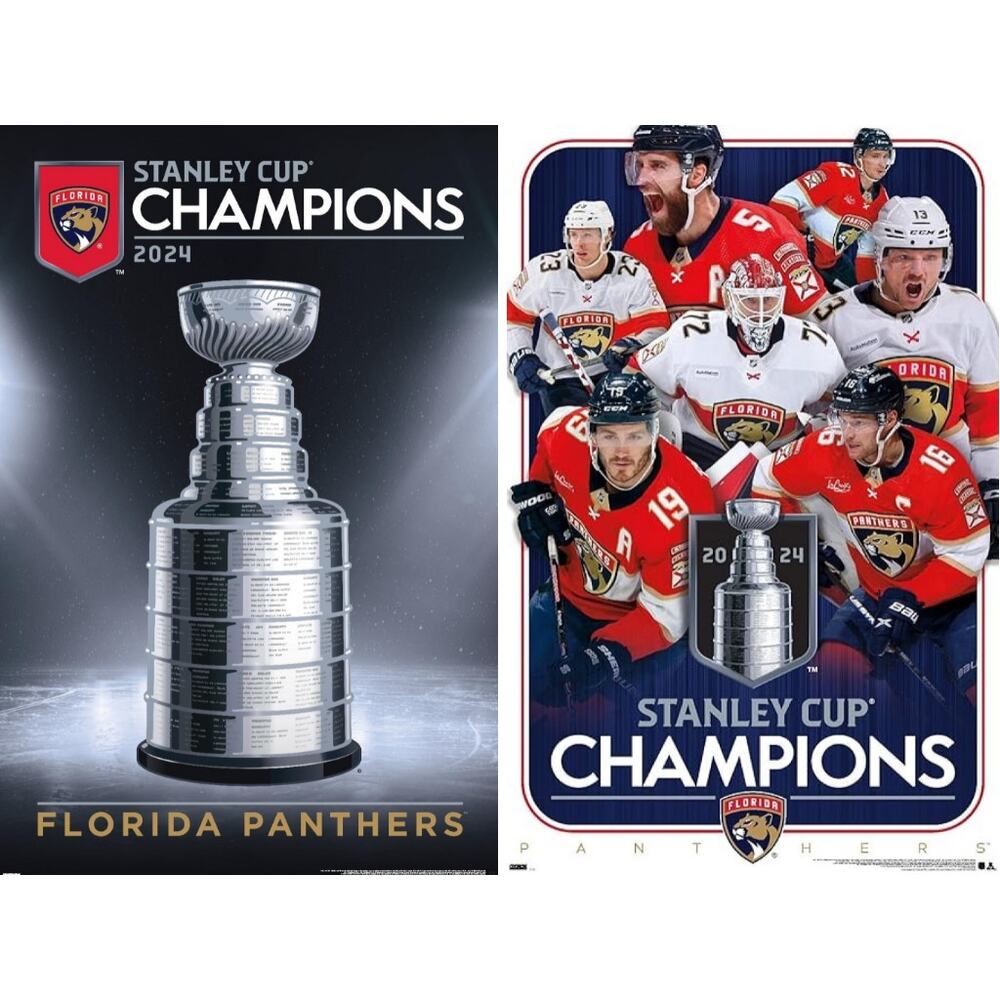 (2) NHL Florida Panthers 2024 Stanley Cup Champions Posters 34L"x 22.4" Unframed